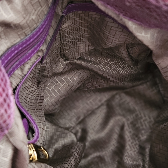 Cole Haan Plum Python Print Drawstring Shopper Tote - Picture 6 of 10